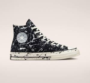 Zapatillas Altas Converse Chuck 70 Archive Paint Splatter Tenis Negras Gris | CV-012GHM