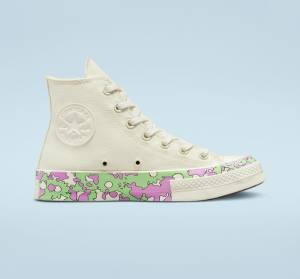 Zapatillas Altas Converse Chuck 70 Crafted Florals Tenis Rosas Verde Claro | CV-052DEN