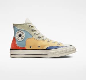 Zapatillas Altas Converse Chuck 70 Crafted Patchwork Tenis Verde Oliva Azules | CV-098IZF