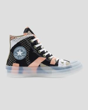 Zapatillas Altas Converse Chuck 70 Knit Print Tenis Negras Naranjas | CV-264MRY