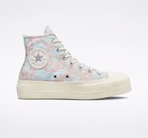 Zapatillas Altas Converse Chuck Taylor All Star Lift Plataforma Marble Tenis Plateadas | CV-073IML