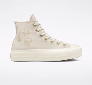 Zapatillas Altas Converse Chuck Taylor All Star Lift Plataforma Golden Elements Tenis Marrones Doradas Claro | CV-241ARE