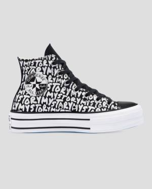 Zapatillas Altas Converse Chuck Taylor All Star My Story Double Stacked Lift Tenis Negras | CV-319OMC