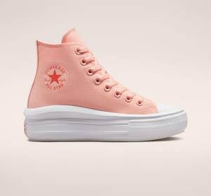 Zapatillas Altas Converse Chuck Taylor All Star Move Plataforma Lona Tenis Rosas Blancas Rosas | CV-419UNE