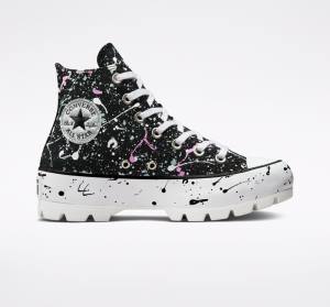 Zapatillas Altas Converse Chuck Taylor All Star Lugged Paint Splatter Tenis Negras Gris Rosas | CV-491VNS