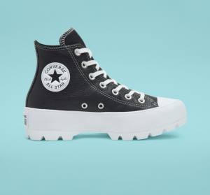 Zapatillas Altas Converse Chuck Taylor All Star Lugged Cuero Tenis Negras Blancas | CV-517CJN