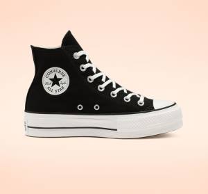 Zapatillas Altas Converse Chuck Taylor All Star Lift Plataforma Lona Tenis Negras Blancas | CV-589NRU