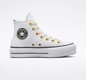 Zapatillas Altas Converse Chuck Taylor All Star Lift Plataforma Splatter Tenis Blancas Blancas | CV-648YWZ