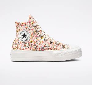 Zapatillas Altas Converse Chuck Taylor All Star Lift Plataforma Florals Tenis Beige | CV-964NWJ