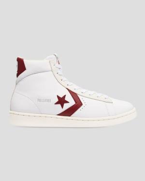 Zapatillas Altas Converse Pro Cuero Italy Tenis Blancas Rojas | CV-094QKX