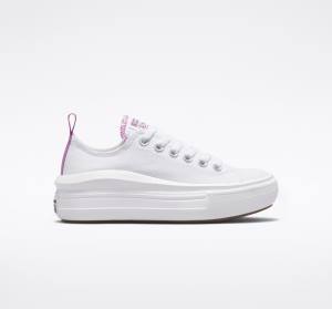 Zapatillas Bajas Converse Chuck Taylor All Star Move Plataforma Tenis Blancas Moradas Blancas | CV-547VRM