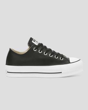 Zapatillas Bajas Converse Chuck Taylor All Star Lift Clean Cuero Tenis Negras | CV-625TOL