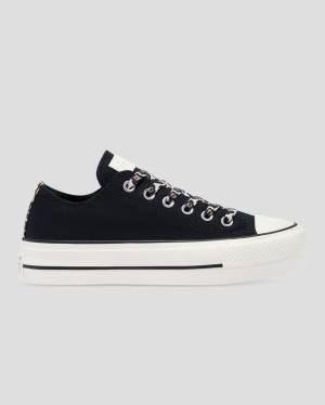 Zapatillas Bajas Converse Chuck Taylor Lift Archive Print Plataforma Tenis Negras | CV-945HFK