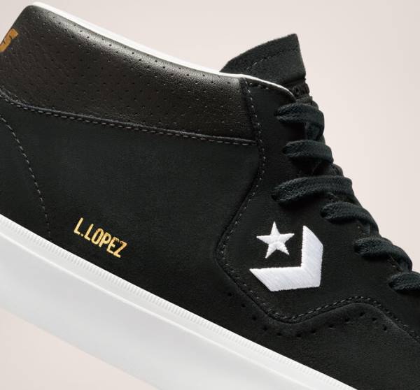 Tenis Para Montar Tabla Converse CONS Louie Lopez Pro Mid Tenis Negras Blancas | CV-730CNU