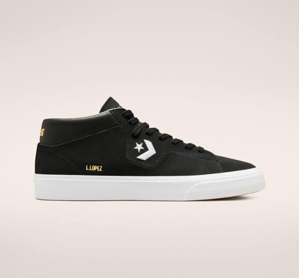 Tenis Para Montar Tabla Converse CONS Louie Lopez Pro Mid Tenis Negras Blancas | CV-730CNU