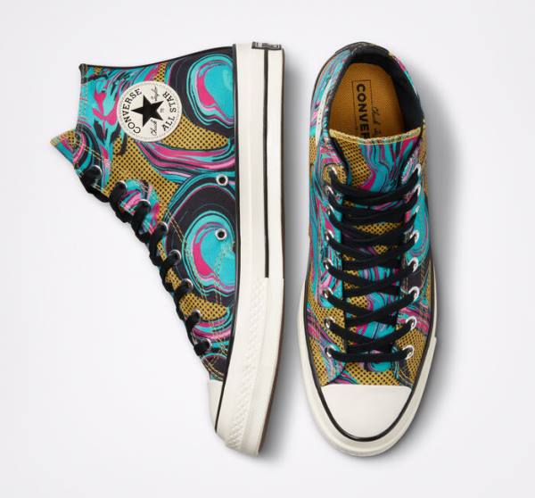 Zapatillas Altas Converse Chuck 70 '90s Marbled Tenis Turquesa | CV-761LRM