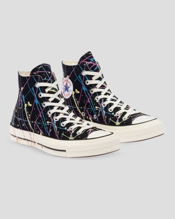 Zapatillas Altas Converse Chuck 70 Archive Print Paint Splatter Tenis Negras | CV-021IDW