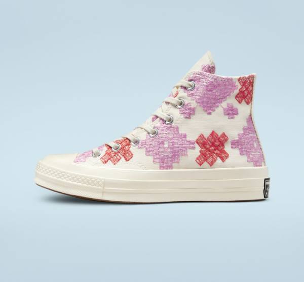 Zapatillas Altas Converse Chuck 70 Bright Embroidery Tenis Rosas Rojas | CV-104CFX