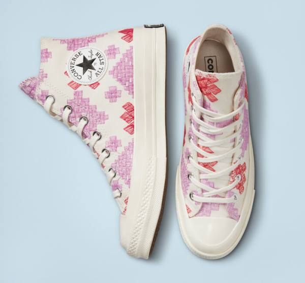 Zapatillas Altas Converse Chuck 70 Bright Embroidery Tenis Rosas Rojas | CV-104CFX