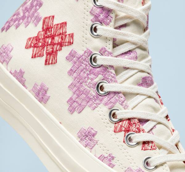 Zapatillas Altas Converse Chuck 70 Bright Embroidery Tenis Rosas Rojas | CV-104CFX