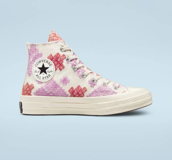 Zapatillas Altas Converse Chuck 70 Bright Embroidery Tenis Rosas Rojas | CV-104CFX