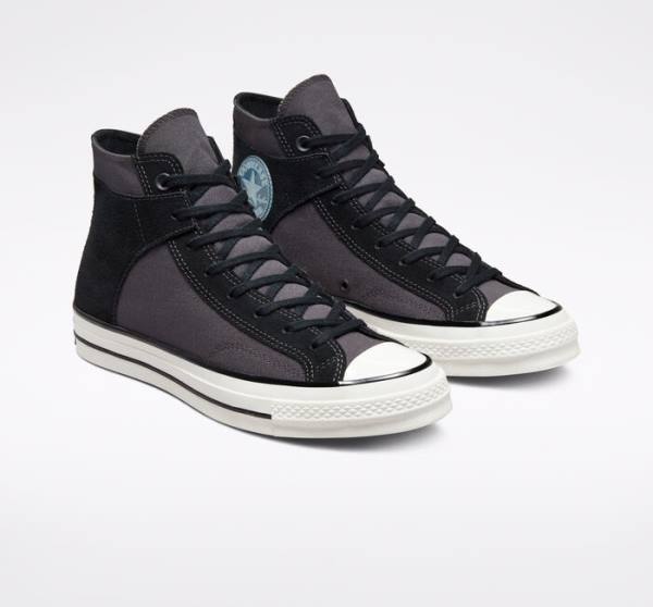 Zapatillas Altas Converse Chuck 70 Crafted Lona Tenis Negras Blancas | CV-156KNV