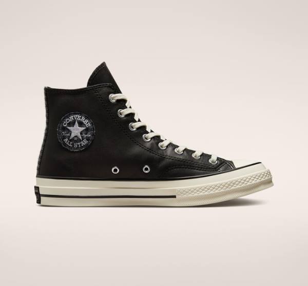 Zapatillas Altas Converse Chuck 70 Crafted Cuero Tenis Negras | CV-291JWF