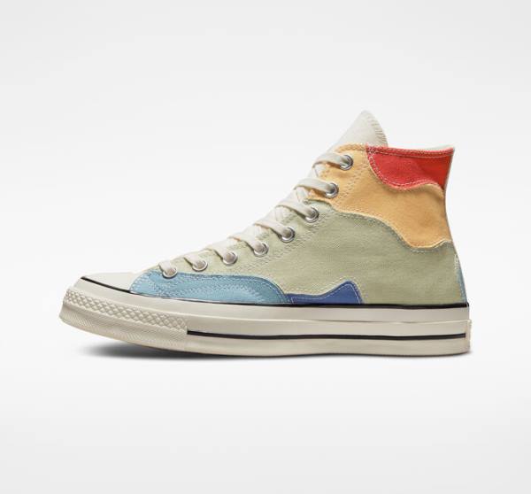 Zapatillas Altas Converse Chuck 70 Crafted Patchwork Tenis Verde Oliva Azules | CV-439FQK