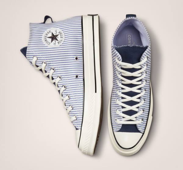 Zapatillas Altas Converse Chuck 70 Crafted Stripe Tenis Indigo | CV-580XIV