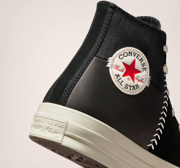 Zapatillas Altas Converse Chuck 70 Crafted Cuero Tenis Negras Rojas | CV-620NIY