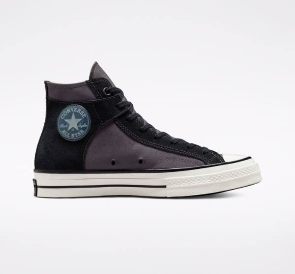 Zapatillas Altas Converse Chuck 70 Crafted Lona Tenis Negras Blancas | CV-645JNU