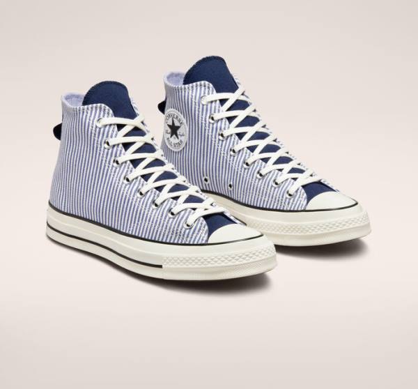 Zapatillas Altas Converse Chuck 70 Crafted Stripe Tenis Indigo | CV-961GLS