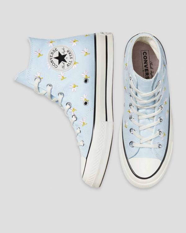 Zapatillas Altas Converse Chuck 70 Embroidered Garden Party Tenis Azules | CV-094VIY