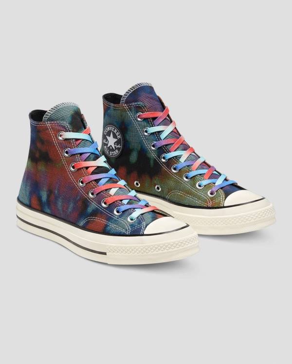 Zapatillas Altas Converse Chuck 70 Plaid Tie Dye Tenis Negras | CV-149OXB