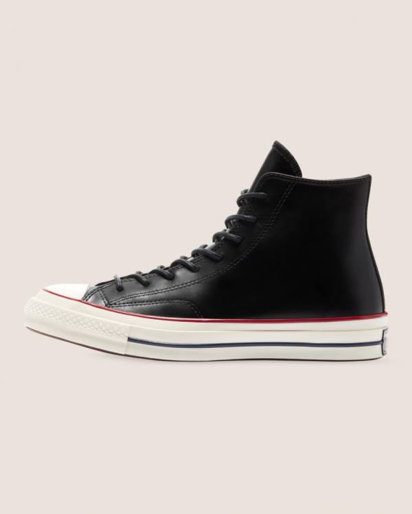 Zapatillas Altas Converse Chuck 70 Premium Cuero Tenis Negras | CV-187AZY