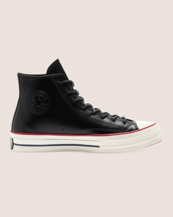 Zapatillas Altas Converse Chuck 70 Premium Cuero Tenis Negras | CV-187AZY