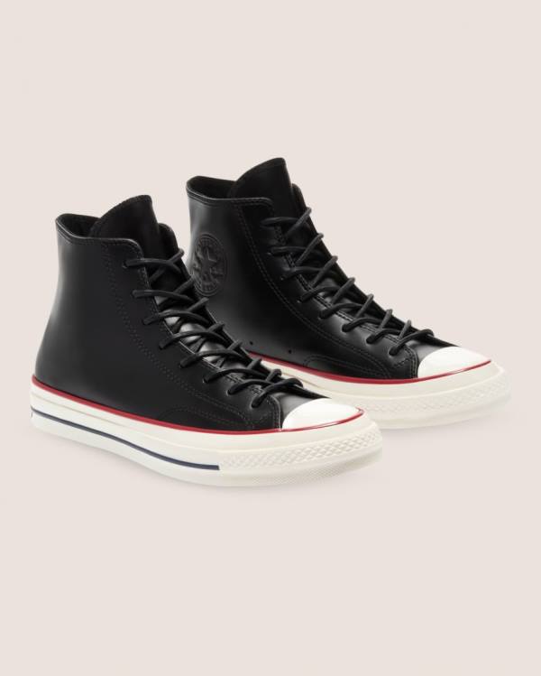 Zapatillas Altas Converse Chuck 70 Premium Cuero Tenis Negras | CV-187AZY