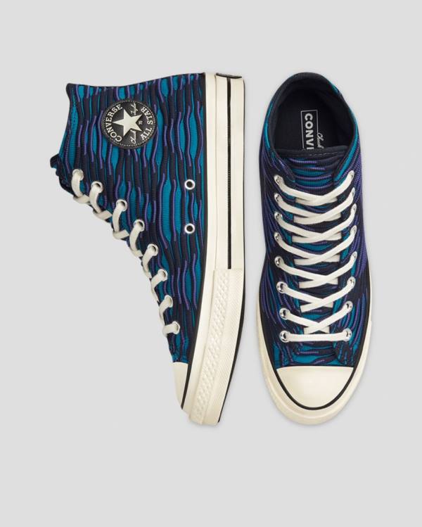 Zapatillas Altas Converse Chuck 70 Wavy Knit Tenis Azules | CV-047ZSH