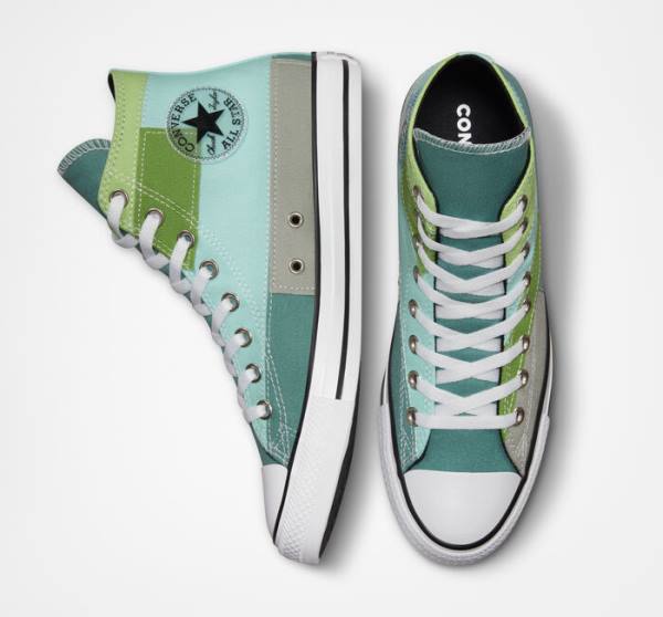 Zapatillas Altas Converse Chuck Taylor All Star Patchwork Tenis Verde Claro Verde Menta | CV-087ZIU