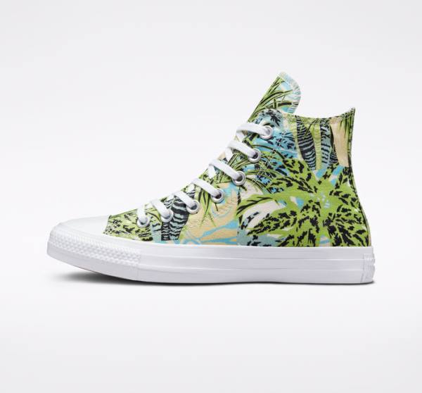 Zapatillas Altas Converse Chuck Taylor All Star Tropical Florals Tenis Verde Claro Blancas | CV-089LWM