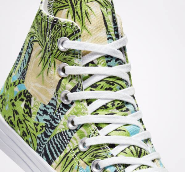 Zapatillas Altas Converse Chuck Taylor All Star Tropical Florals Tenis Verde Claro Blancas | CV-089LWM