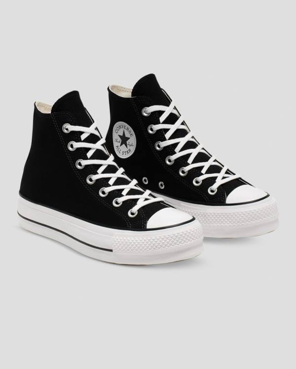 Zapatillas Altas Converse Chuck Taylor All Star Lift Lona Tenis Negras | CV-103OFS