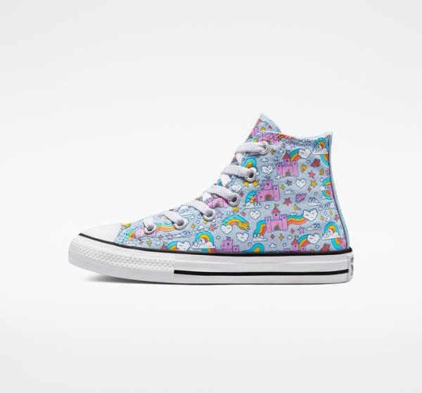 Zapatillas Altas Converse Chuck Taylor All Star Rainbow Castles Tenis Azules Rosas | CV-147OTK