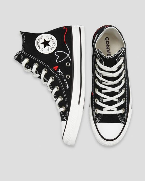 Zapatillas Altas Converse Chuck Taylor All Star Love Thread Tenis Negras | CV-149HTK