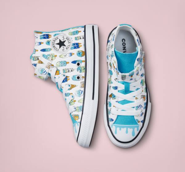 Zapatillas Altas Converse Chuck Taylor All Star Easy-On Frozen Treats Tenis Blancas Azules Verde Claro | CV-254YGZ