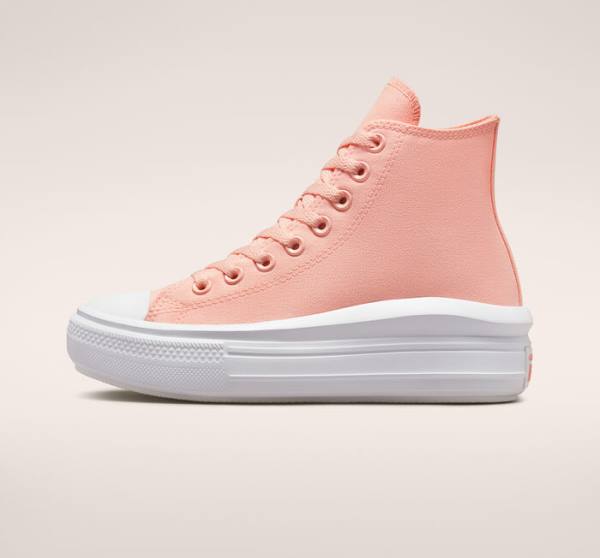 Zapatillas Altas Converse Chuck Taylor All Star Move Plataforma Lona Tenis Rosas Blancas Rosas | CV-420LID