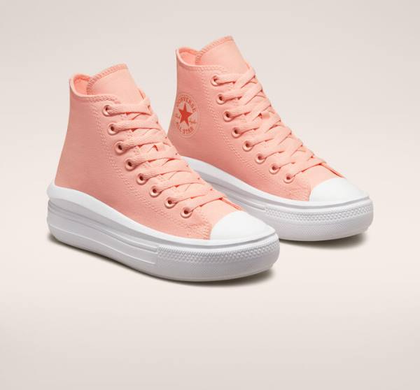 Zapatillas Altas Converse Chuck Taylor All Star Move Plataforma Lona Tenis Rosas Blancas Rosas | CV-420LID