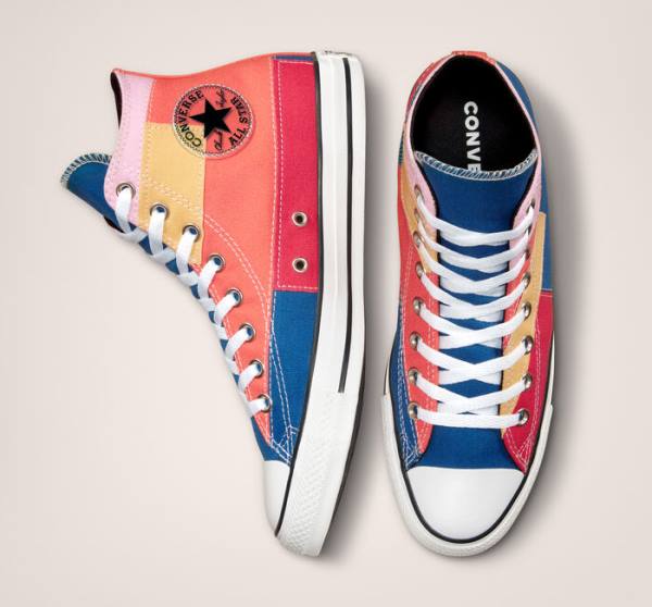 Zapatillas Altas Converse Chuck Taylor All Star Patchwork Tenis Azules Rosas | CV-452YVN