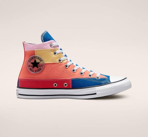 Zapatillas Altas Converse Chuck Taylor All Star Patchwork Tenis Azules Rosas | CV-452YVN