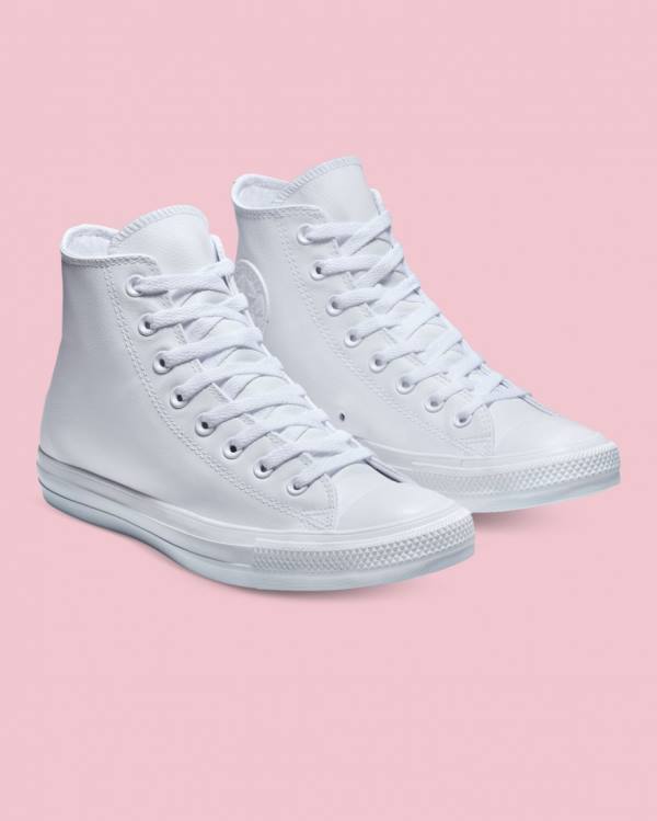 Zapatillas Altas Converse Chuck Taylor All Star Cuero Tenis Blancas | CV-486YUP